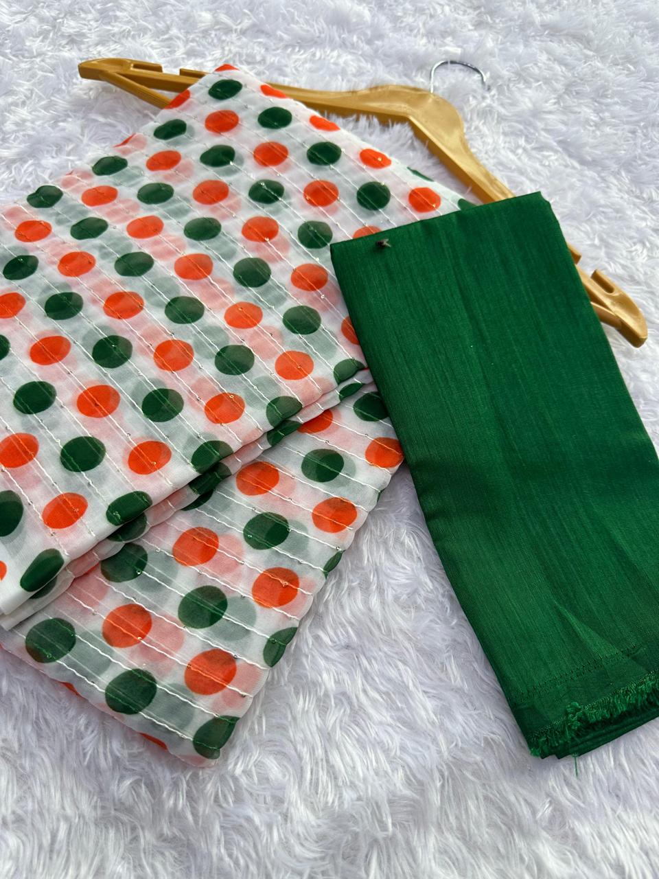 Soft georgette tri color saree
