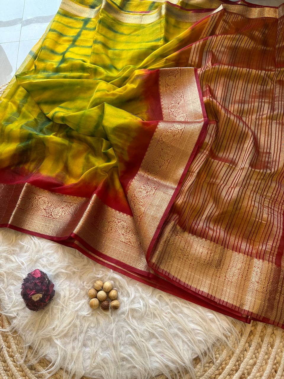 Soft organza silk shibori style printed saree