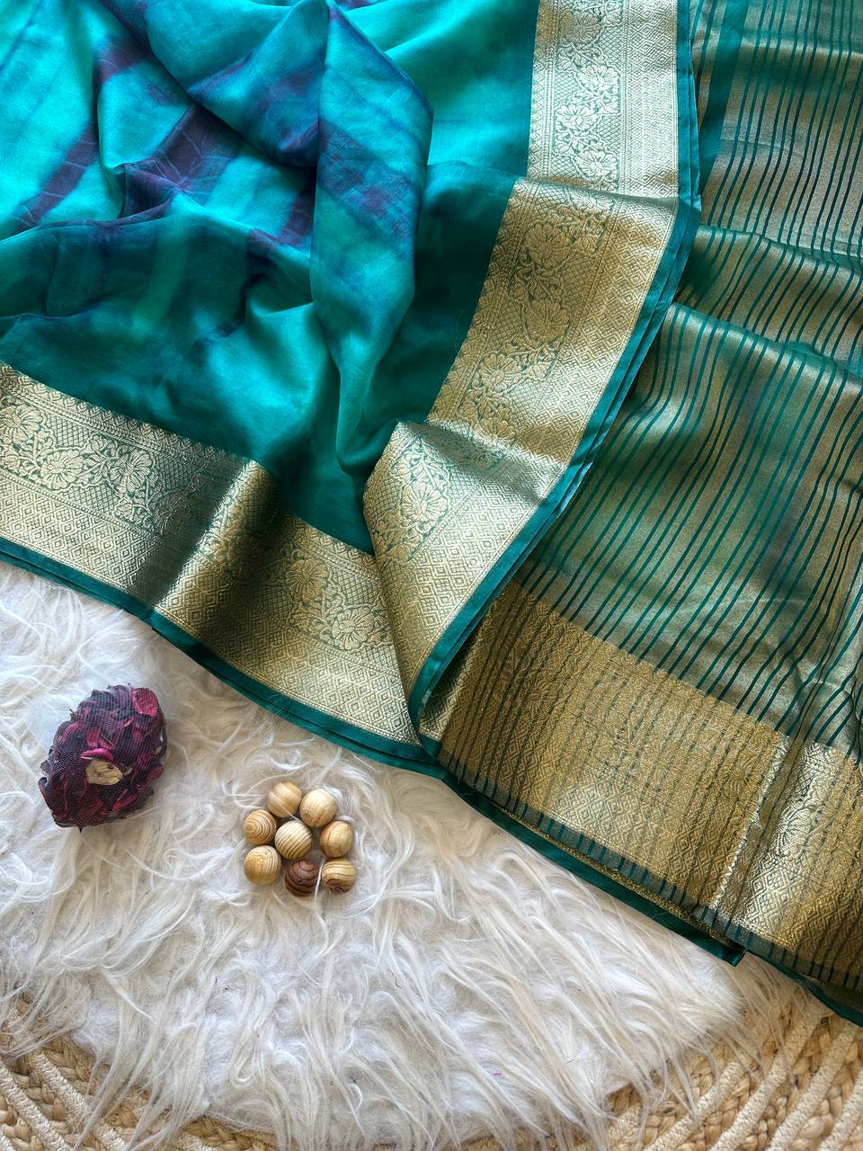 Soft organza silk shibori style printed saree