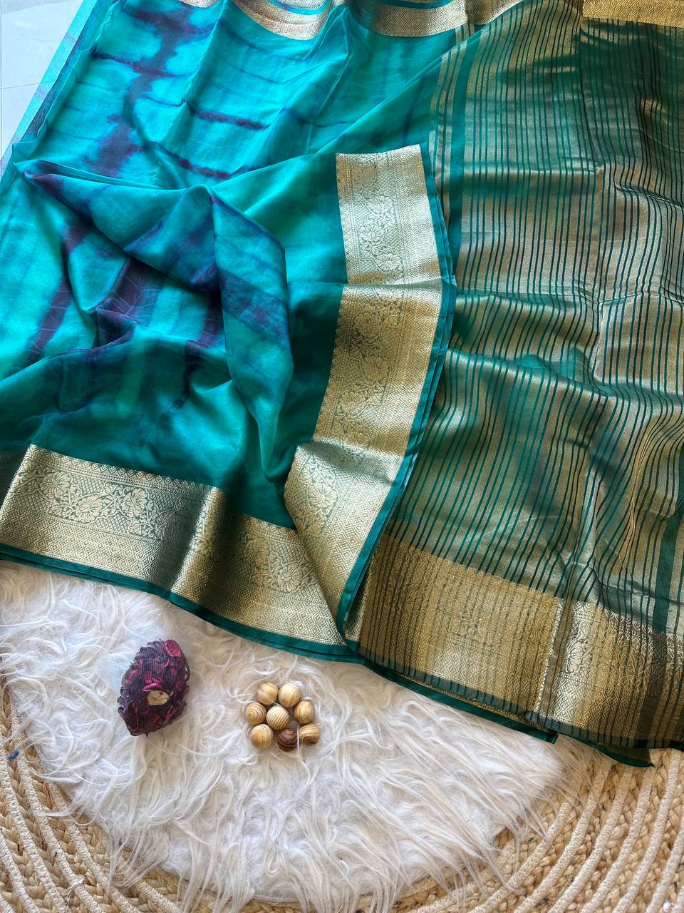 Soft organza silk shibori style printed saree