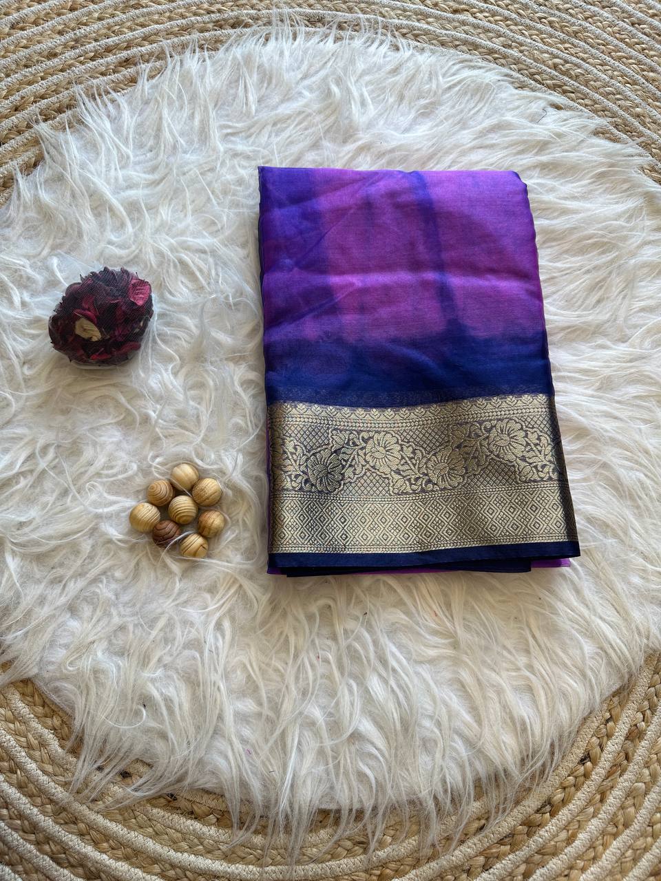 Soft organza silk shibori style printed saree