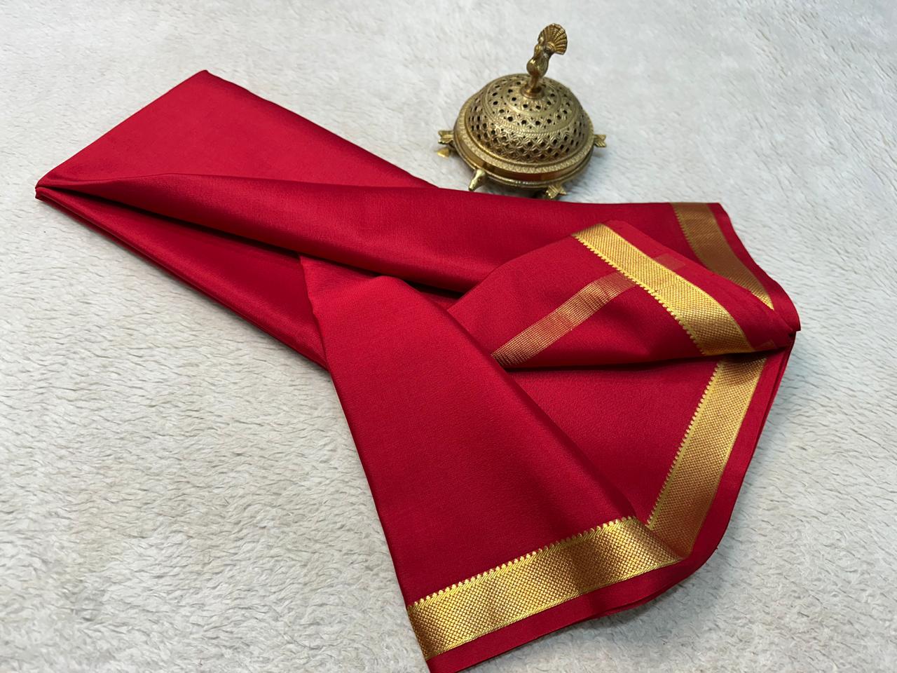 Solid color pure mysore silk saree