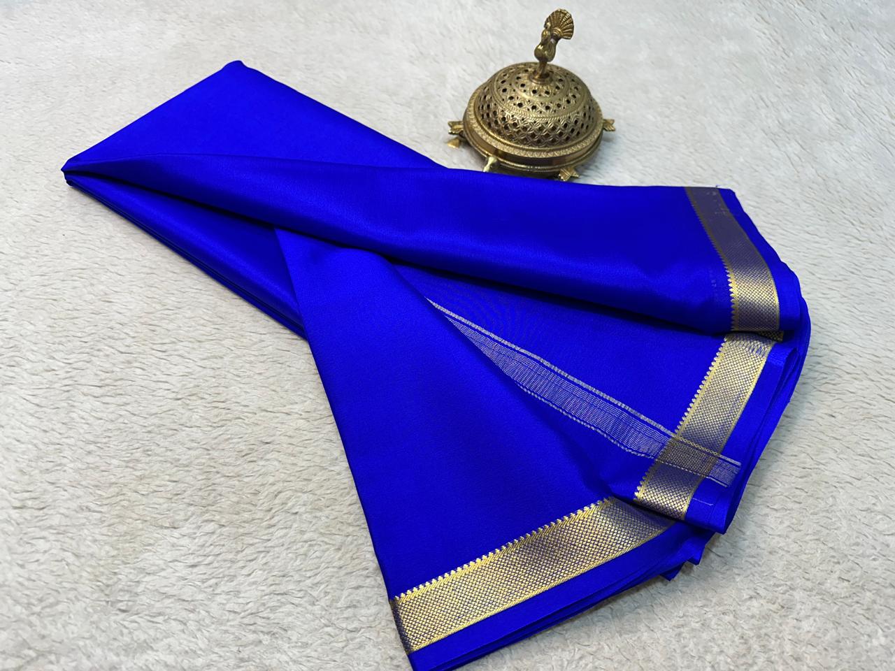 Solid color pure mysore silk saree