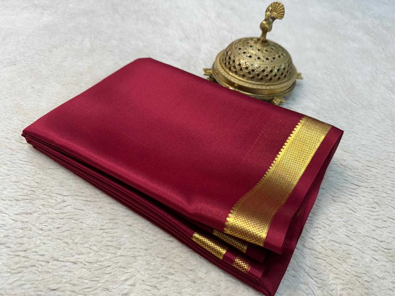 Solid color pure mysore silk saree