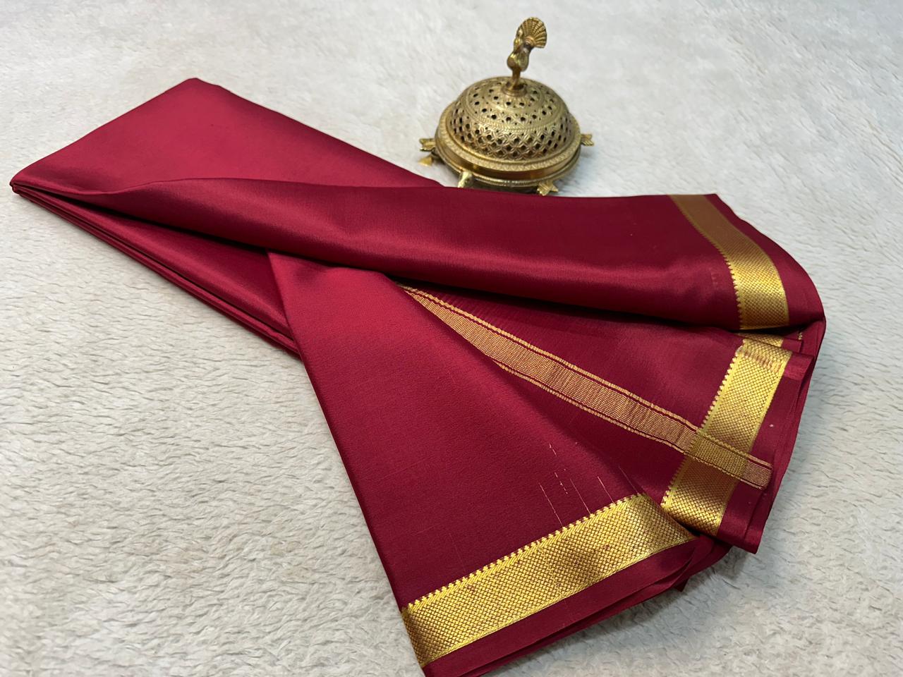Solid color pure mysore silk saree