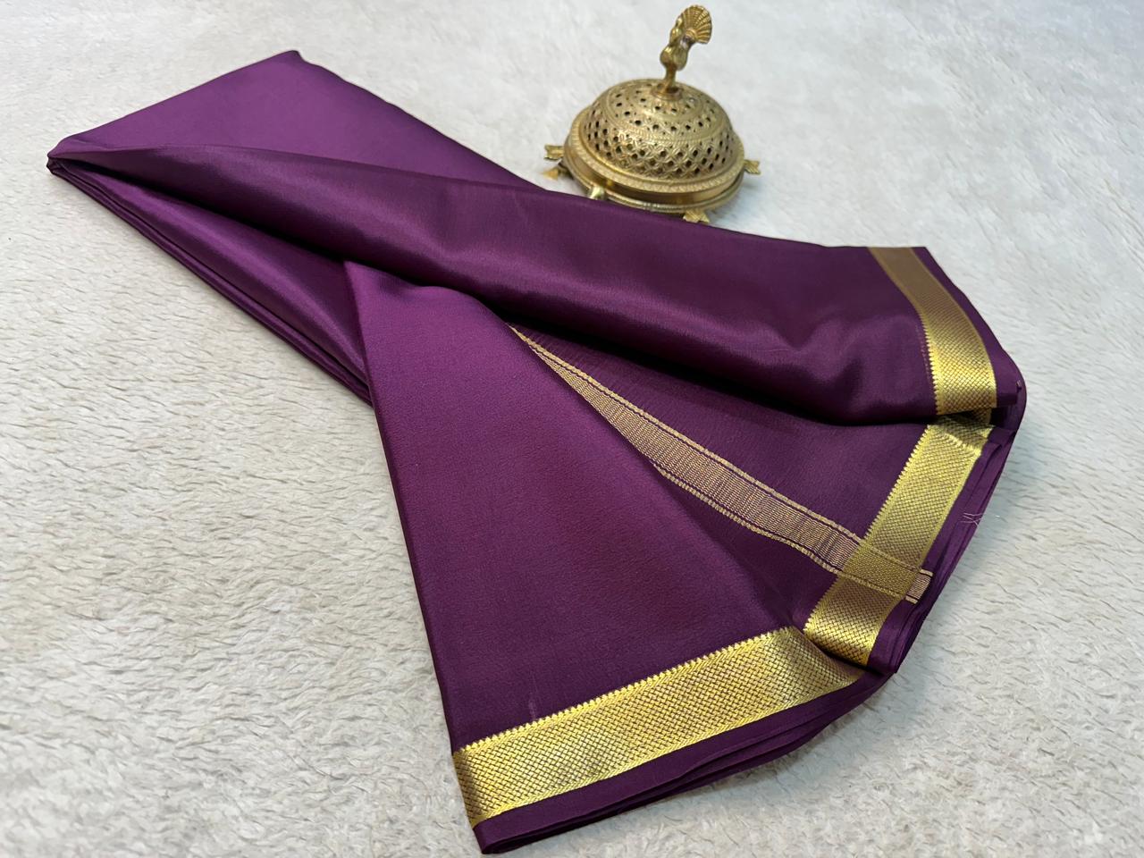 Solid color pure mysore silk saree
