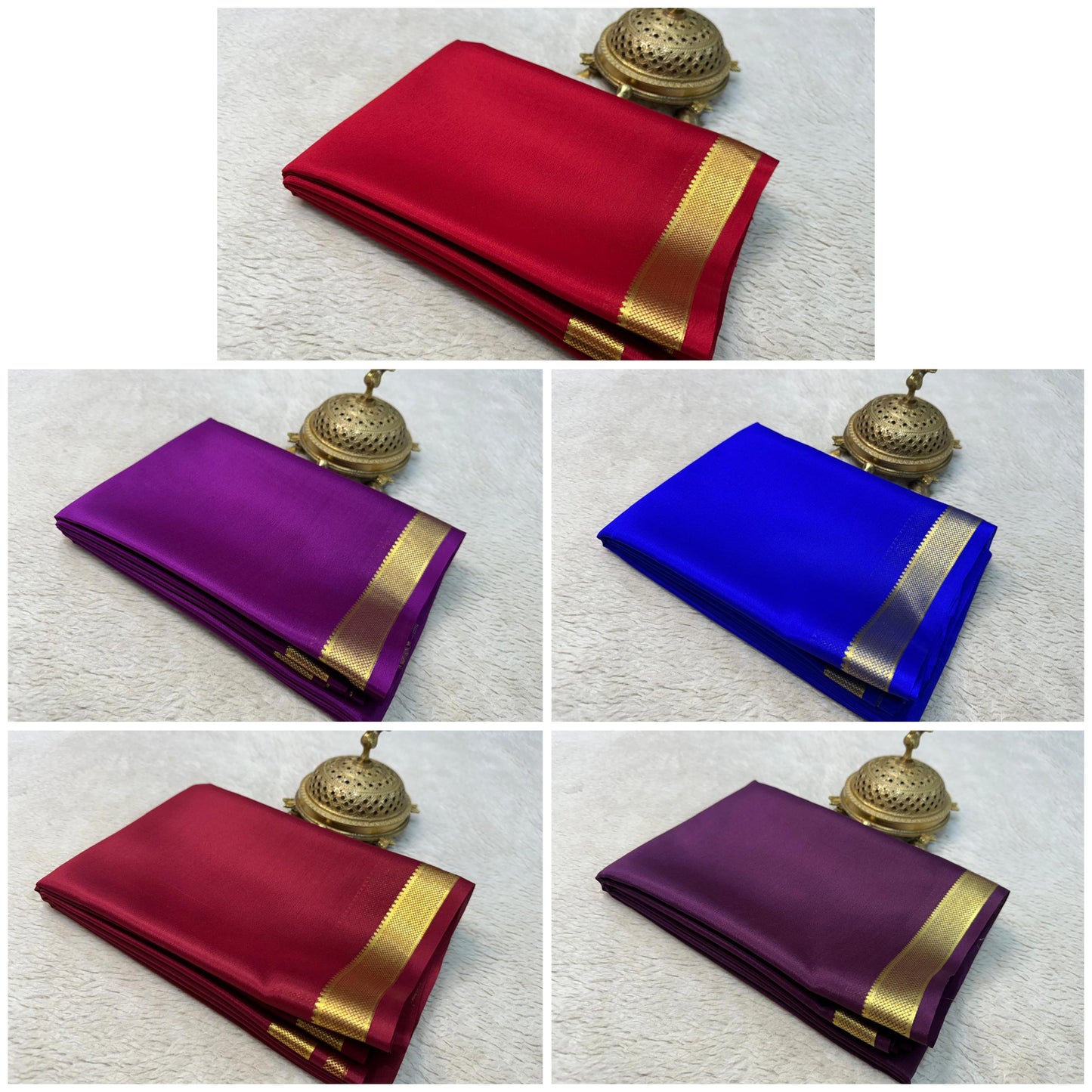 Solid color pure mysore silk saree