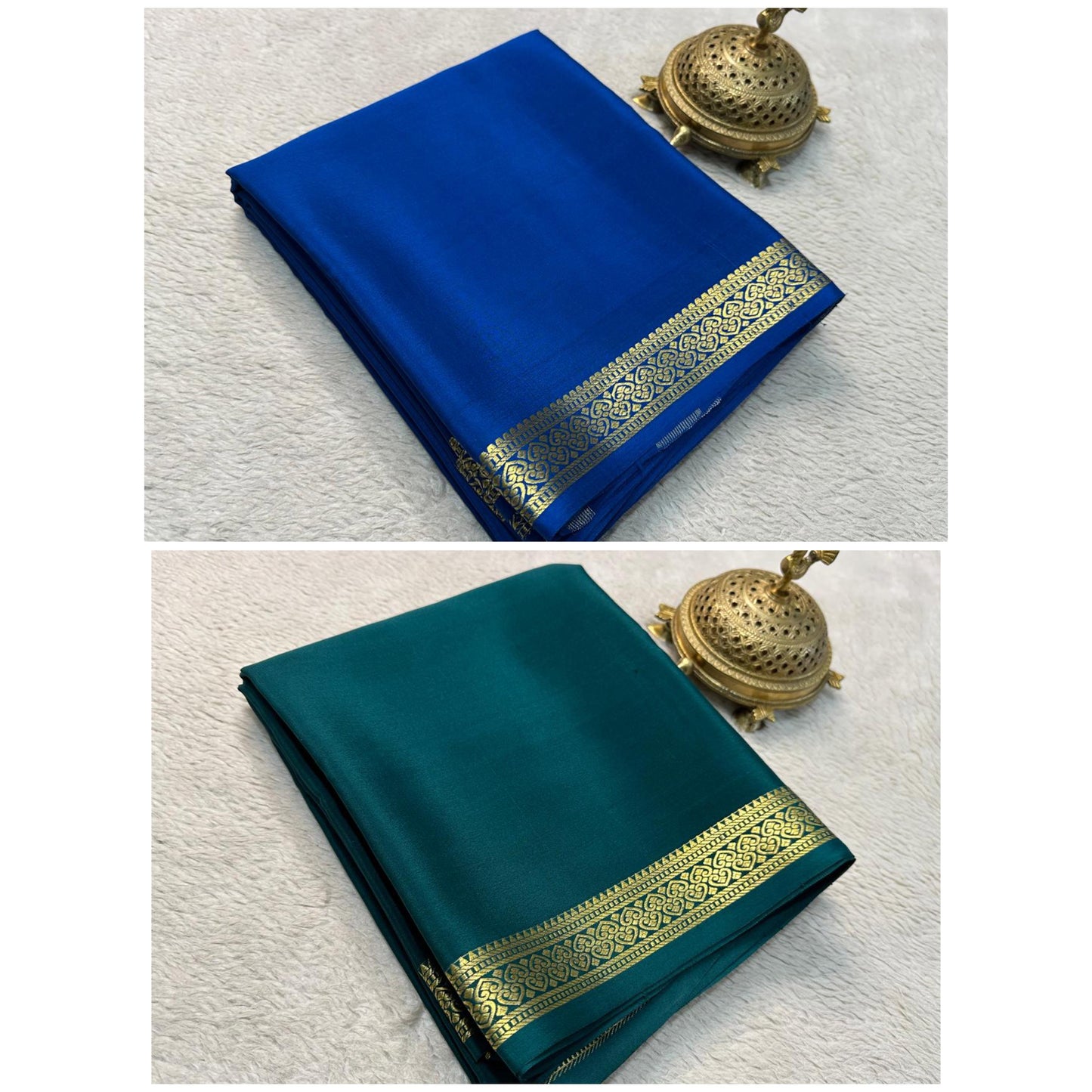 Solid color pure mysore silk saree