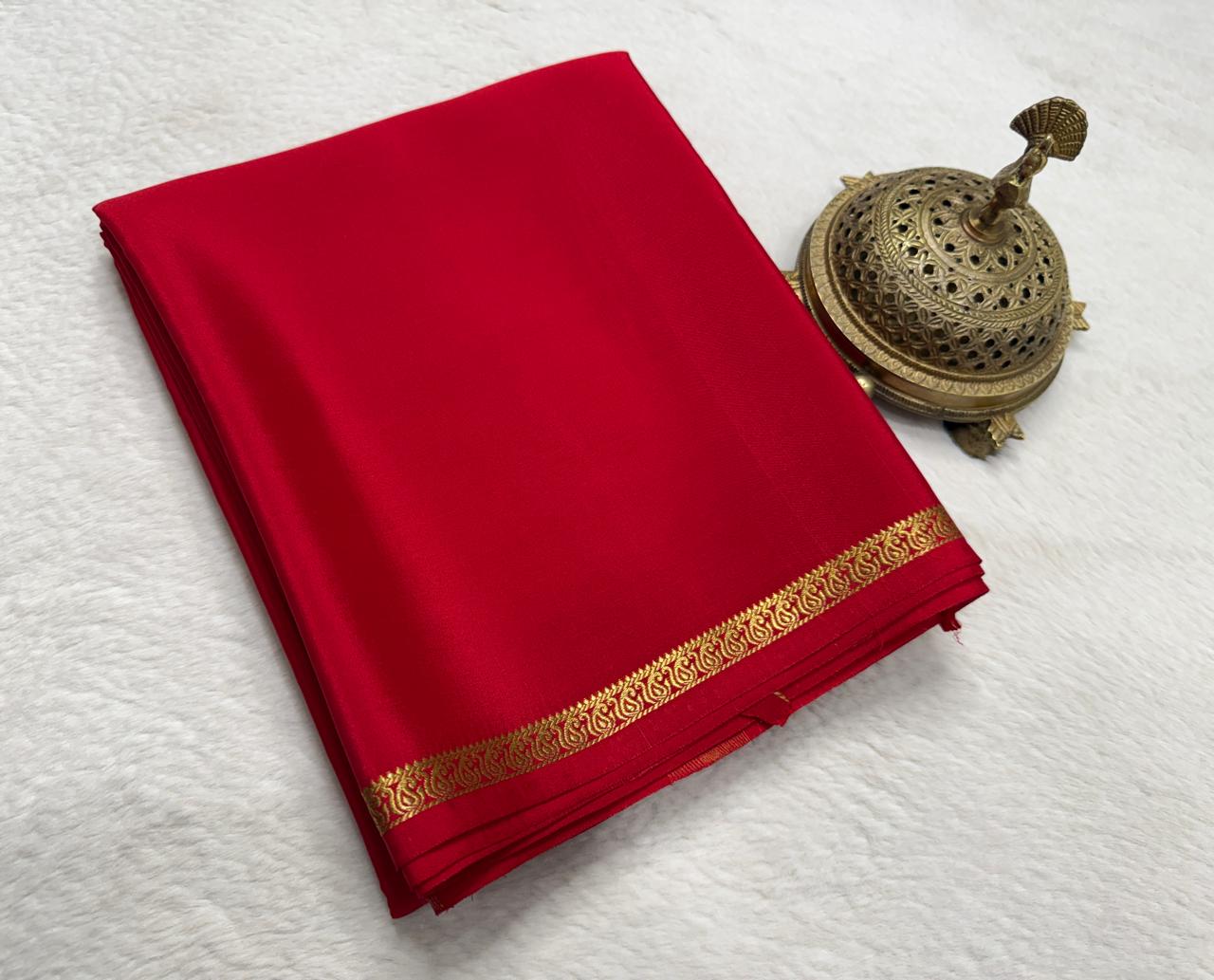 Solid color pure mysore silk saree