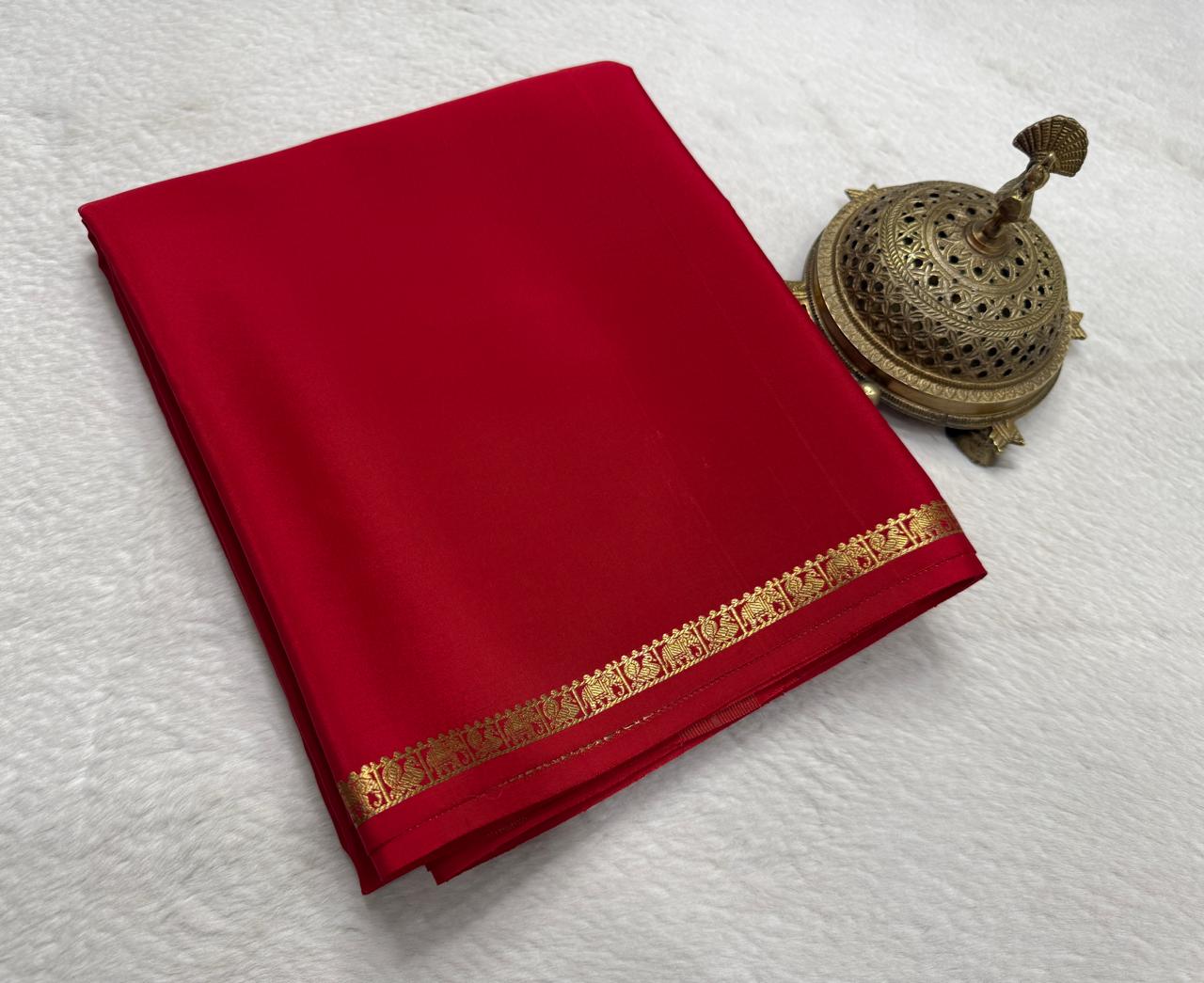 Solid color pure mysore silk saree
