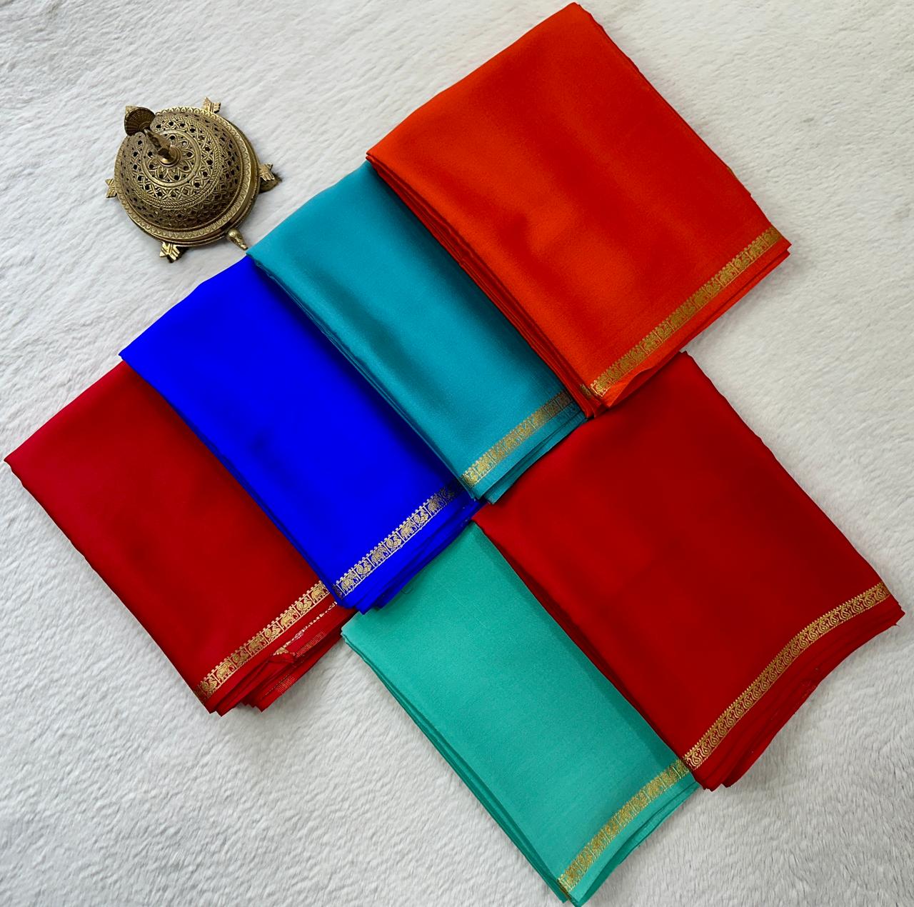 Solid color pure mysore silk saree