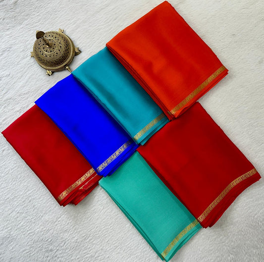 Solid color pure mysore silk saree