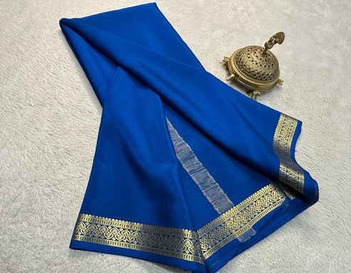 Solid color pure mysore silk saree – www.vannamayil.com