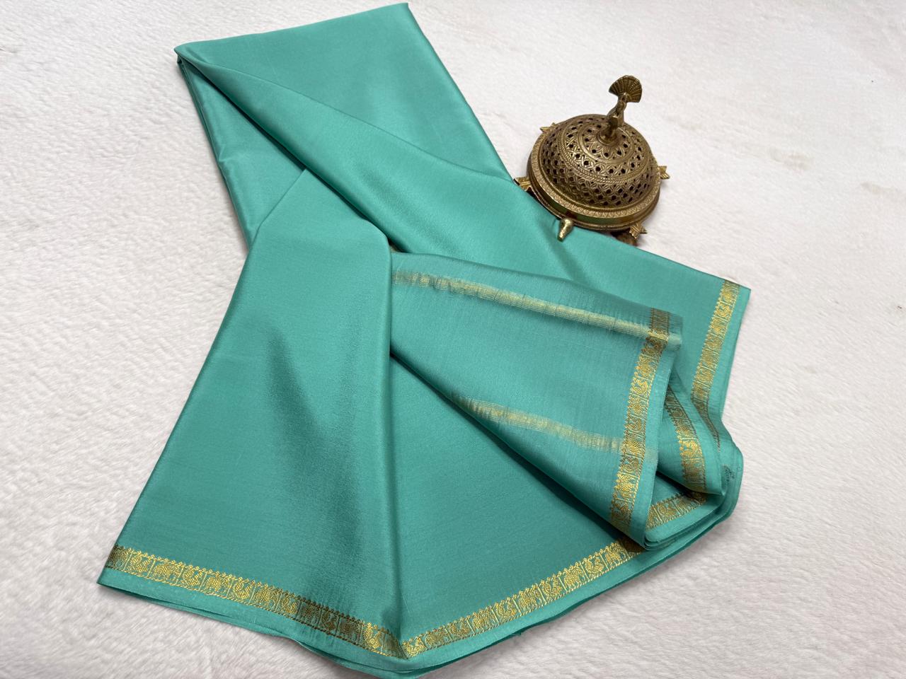 Solid color pure mysore silk saree
