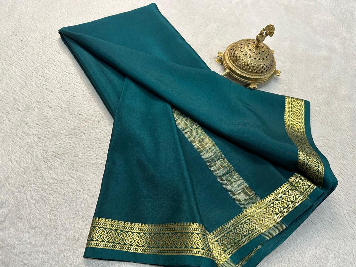 Solid Color Saree Solid color pure mysore silk saree – www.vannamayil.com