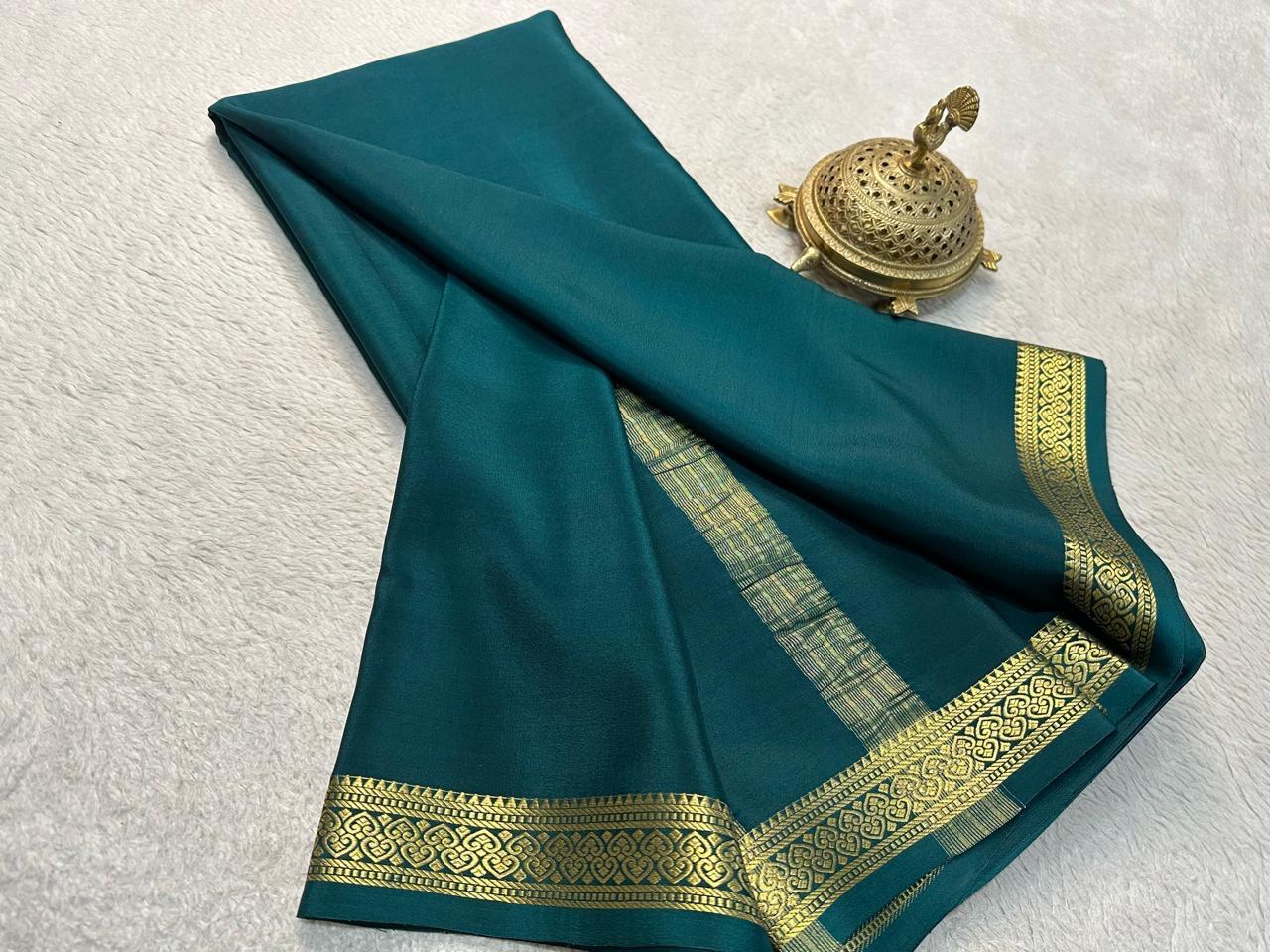 Solid color pure mysore silk saree