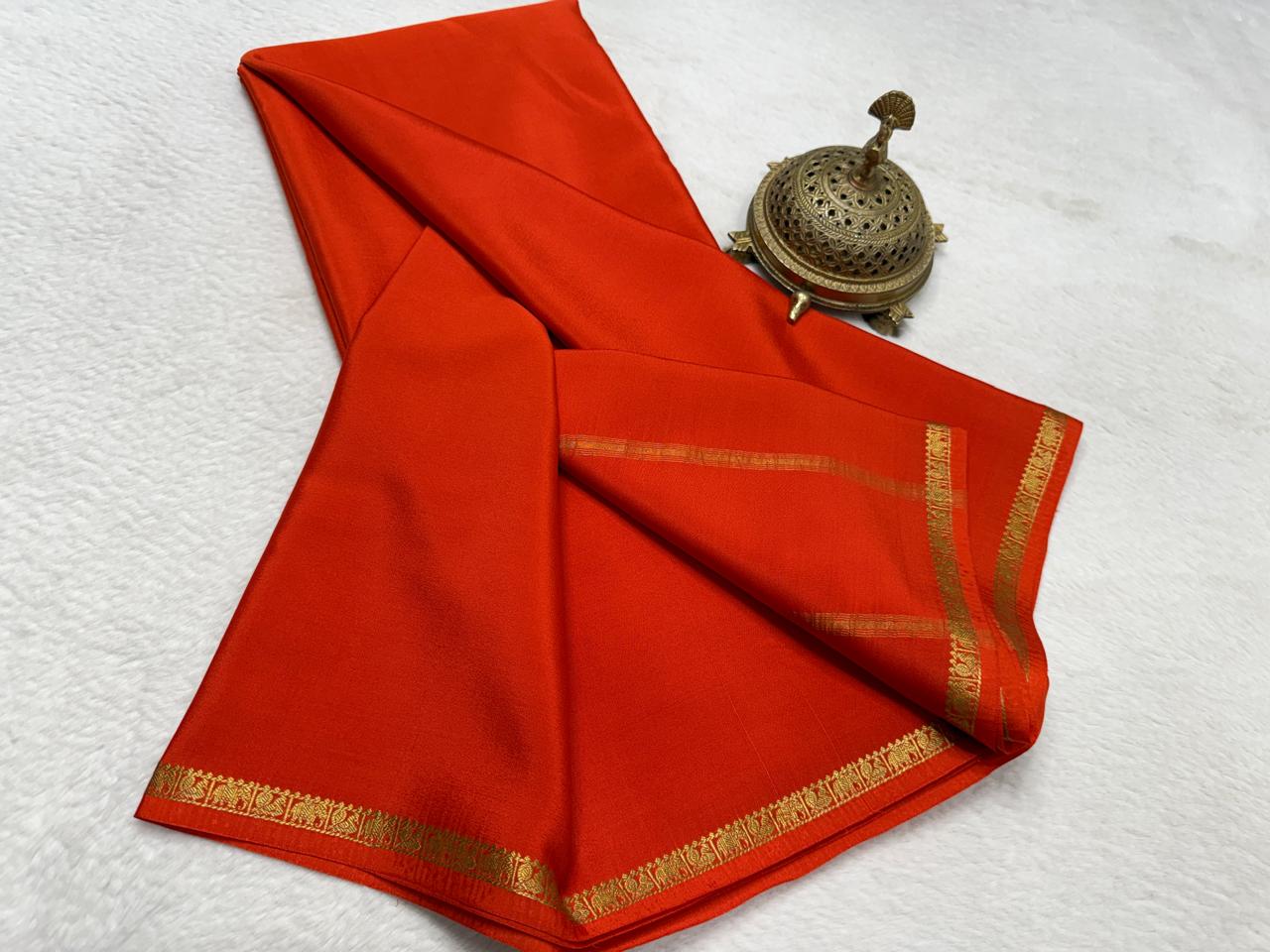Solid color pure mysore silk saree