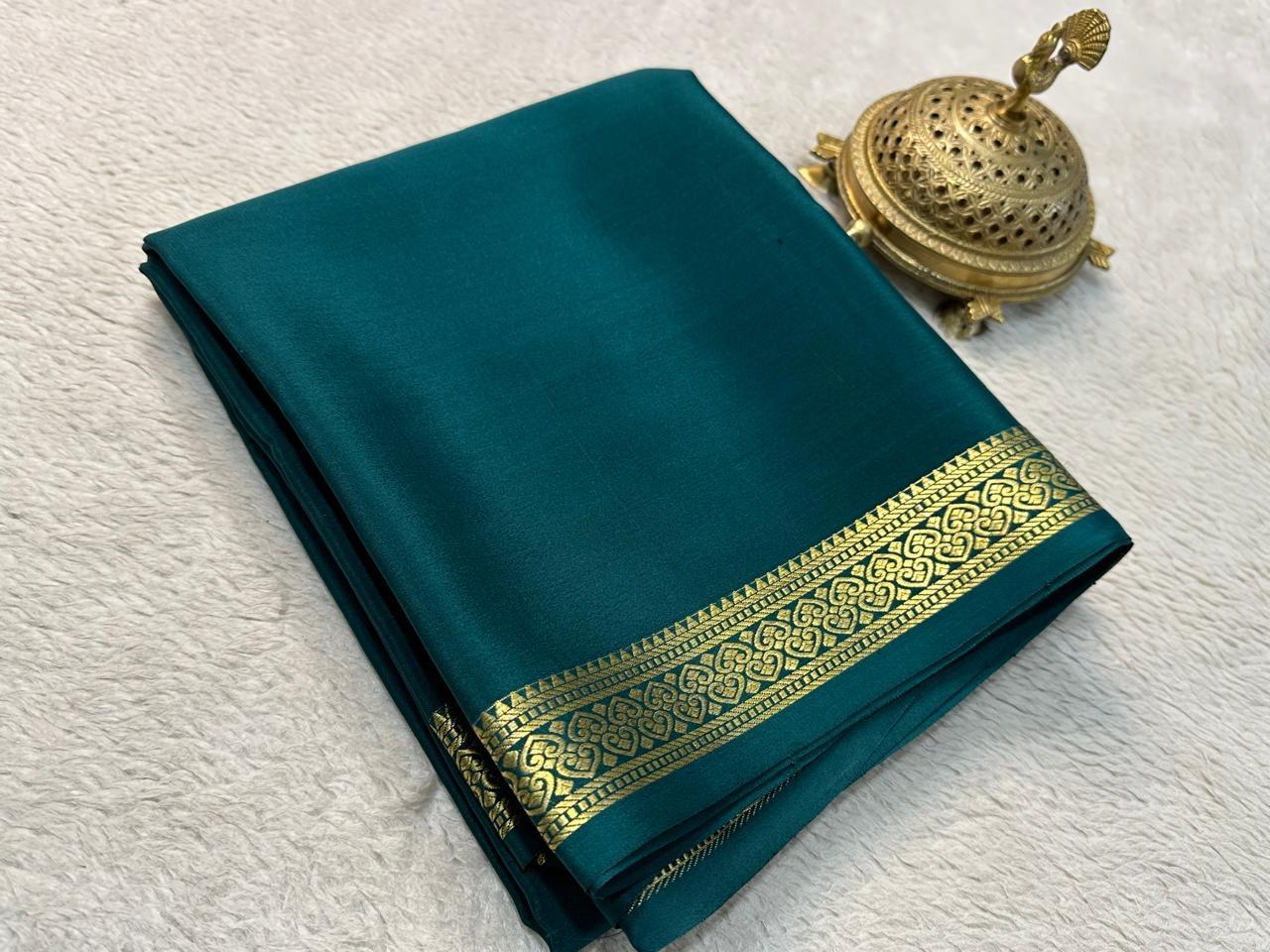 Solid color pure mysore silk saree