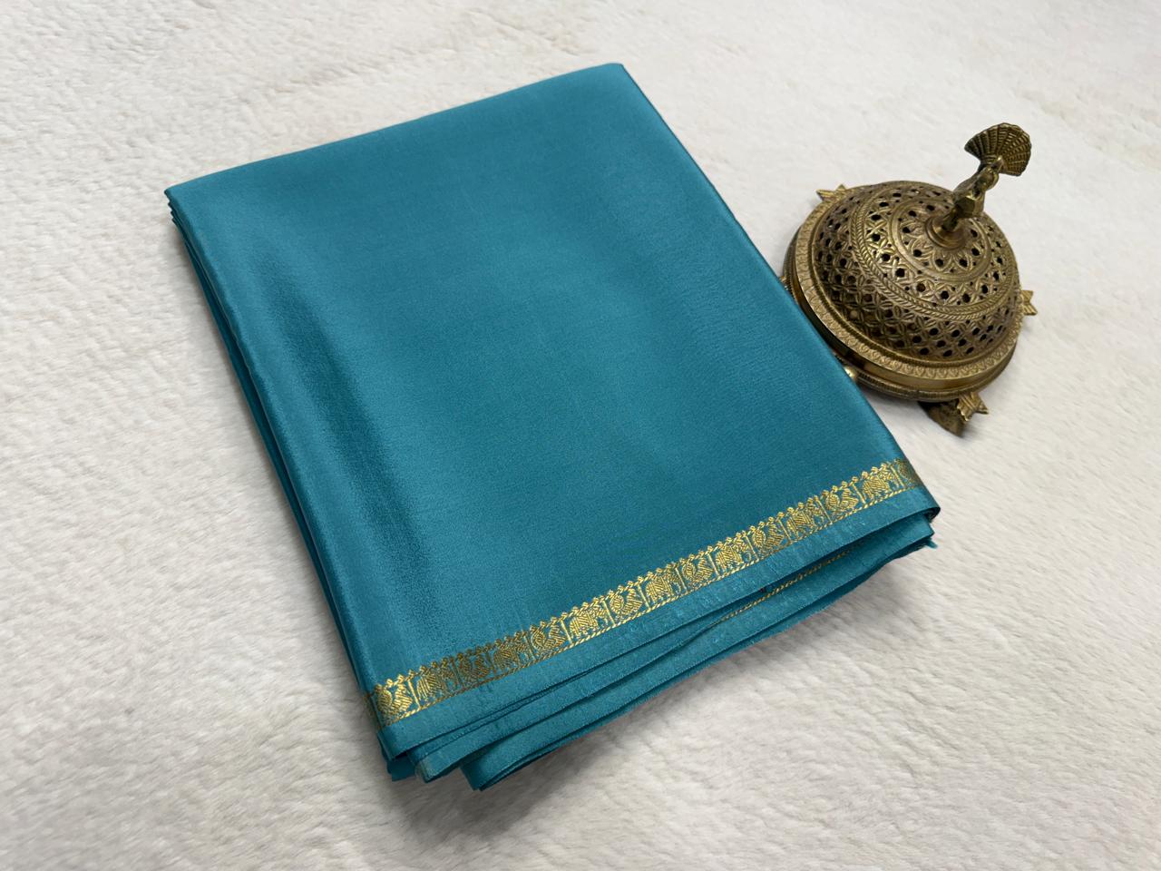 Solid color pure mysore silk saree