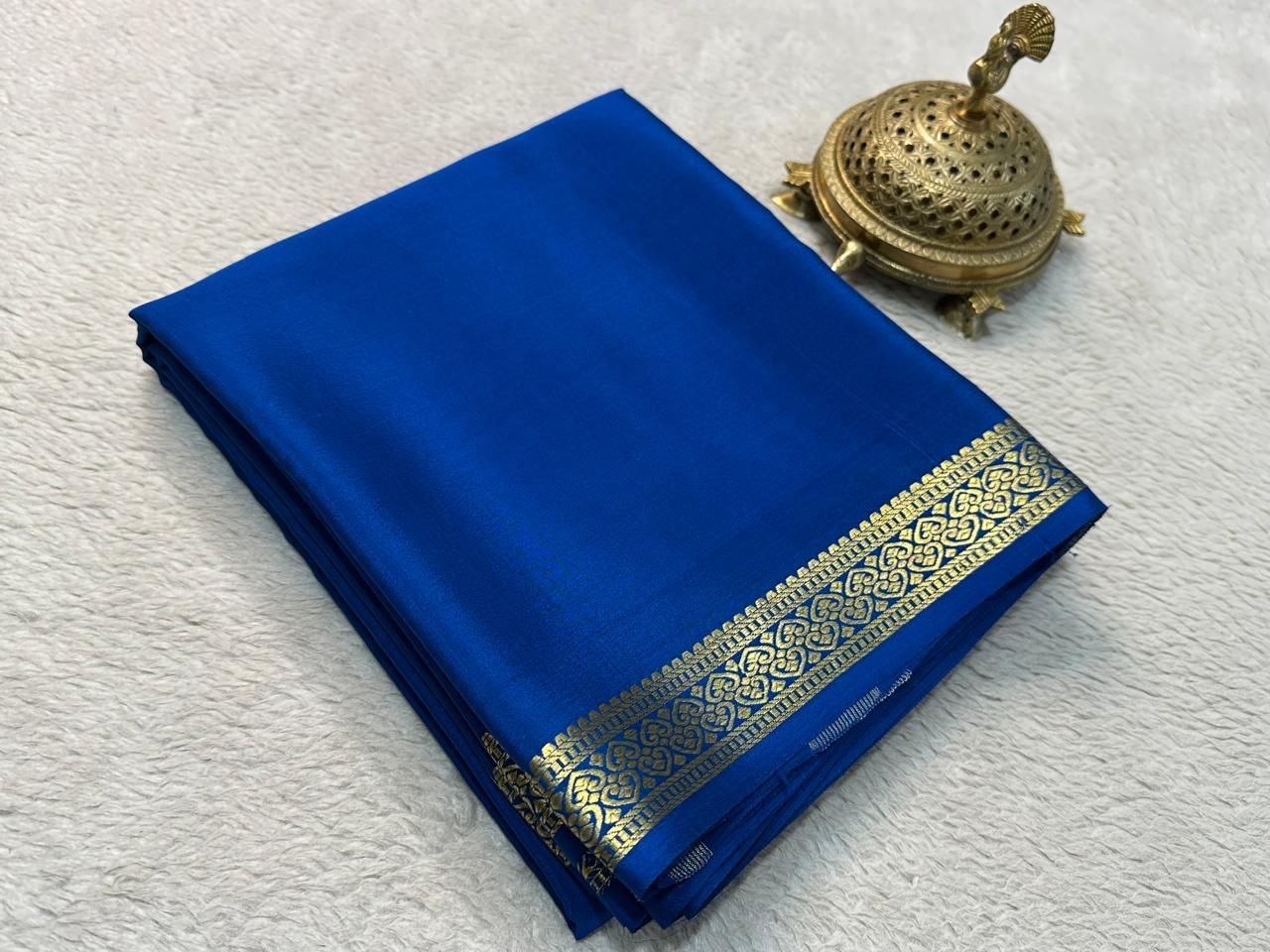 Solid color pure mysore silk saree
