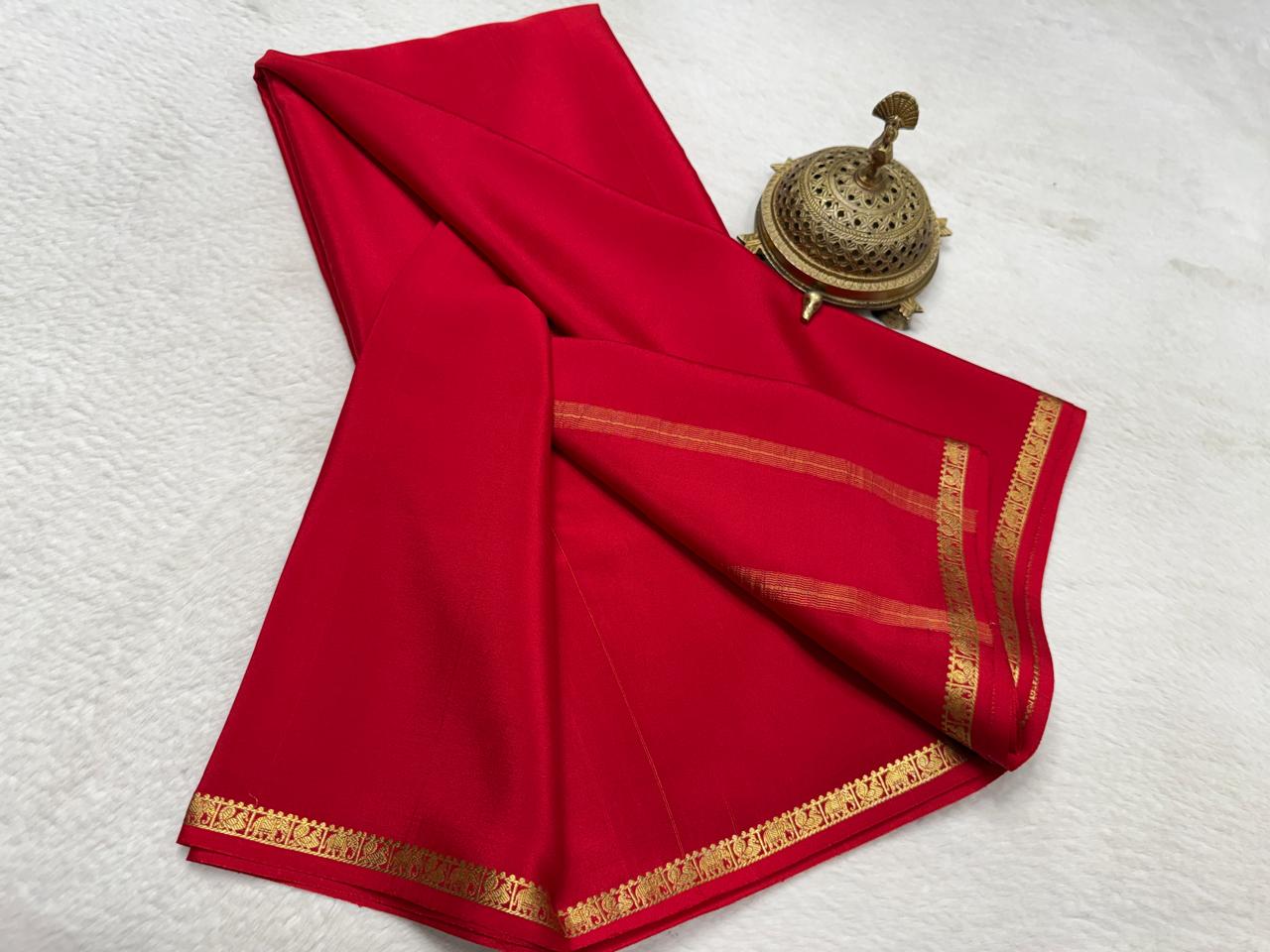 Solid color pure mysore silk saree
