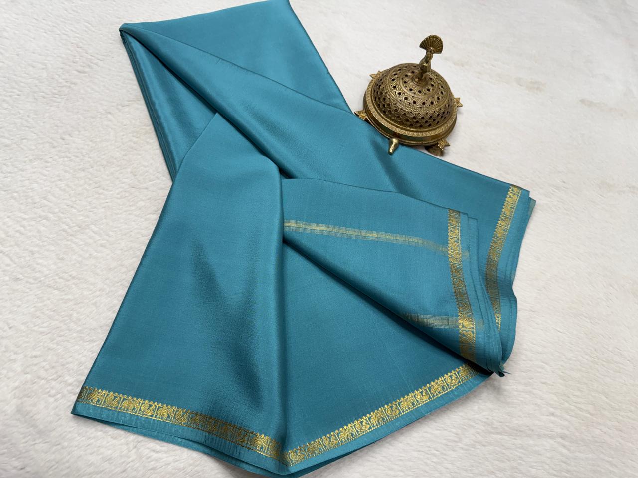 Solid color pure mysore silk saree