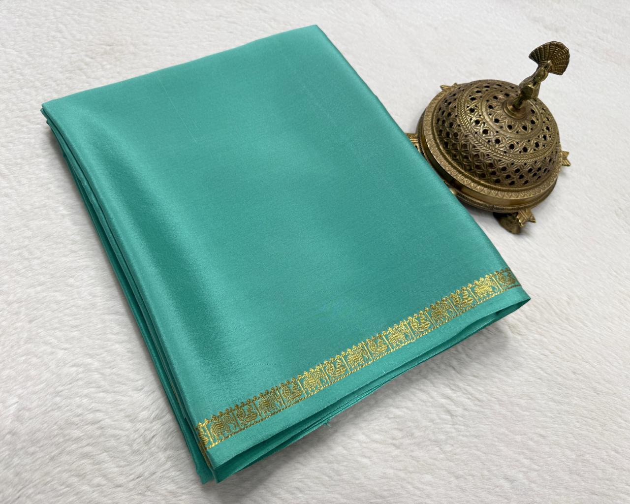 Solid color pure mysore silk saree