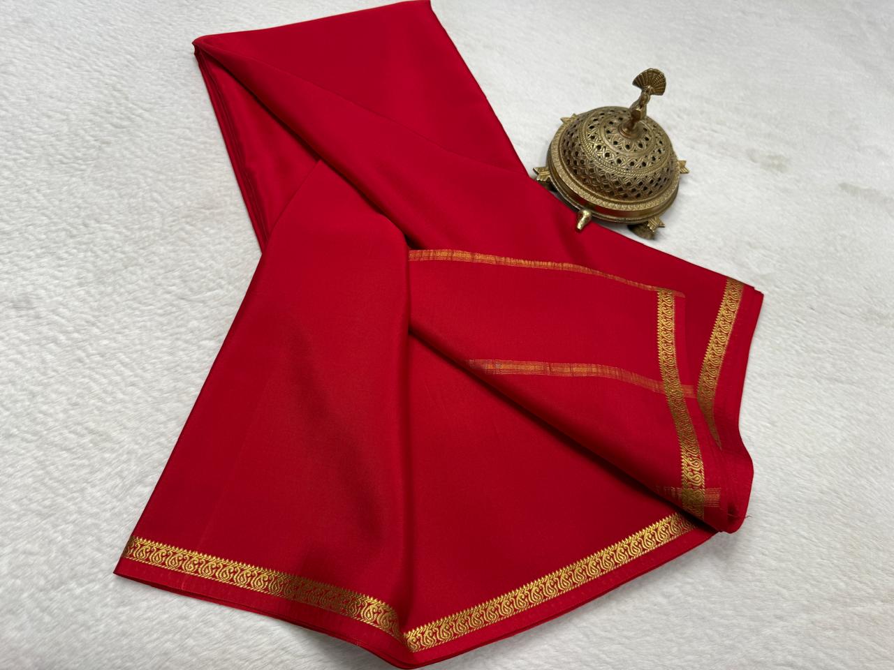 Solid color pure mysore silk saree