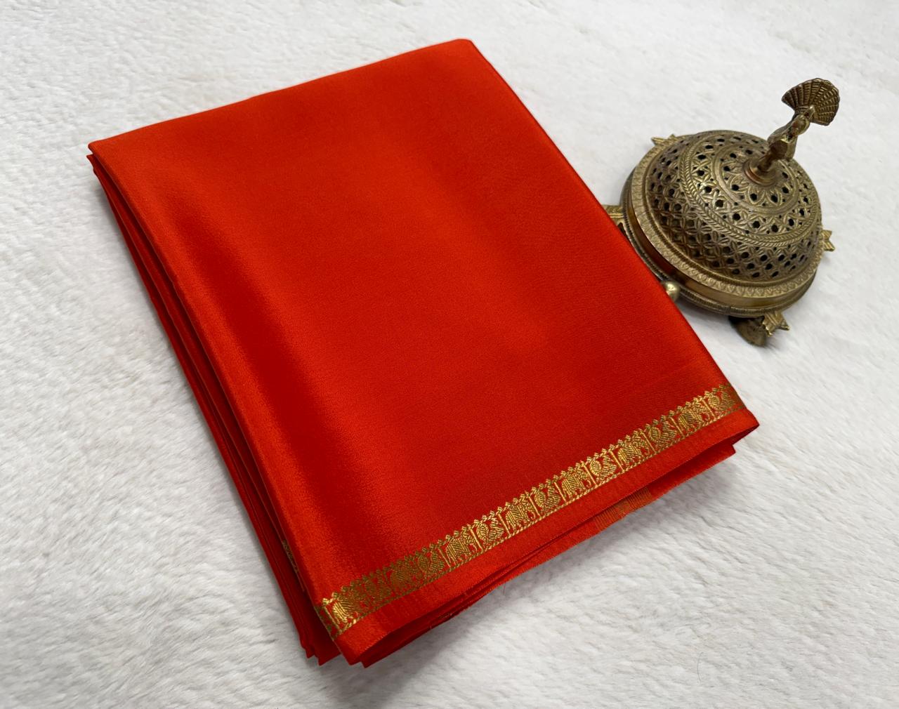 Solid color pure mysore silk saree