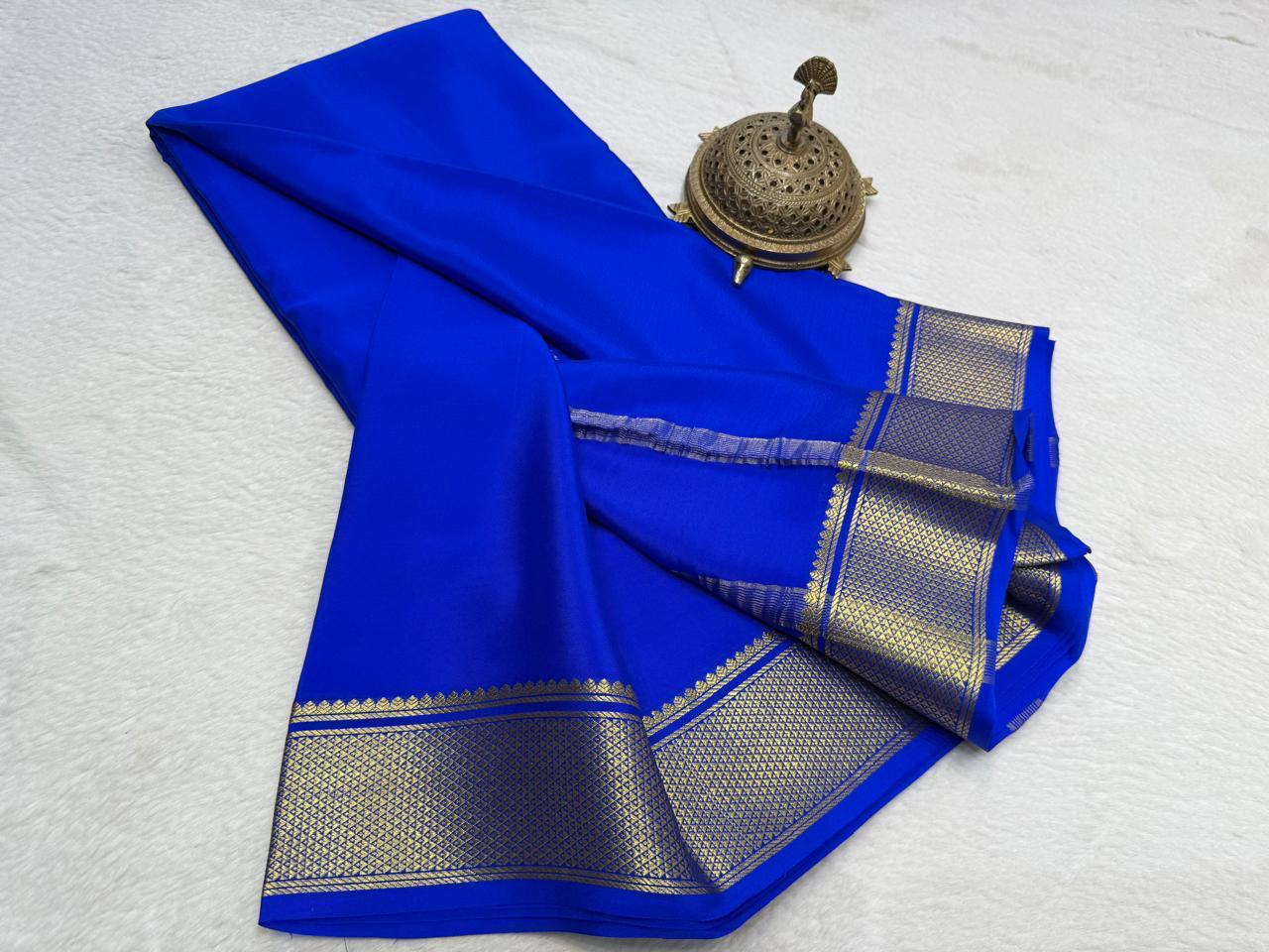 Solid color pure mysore silk saree