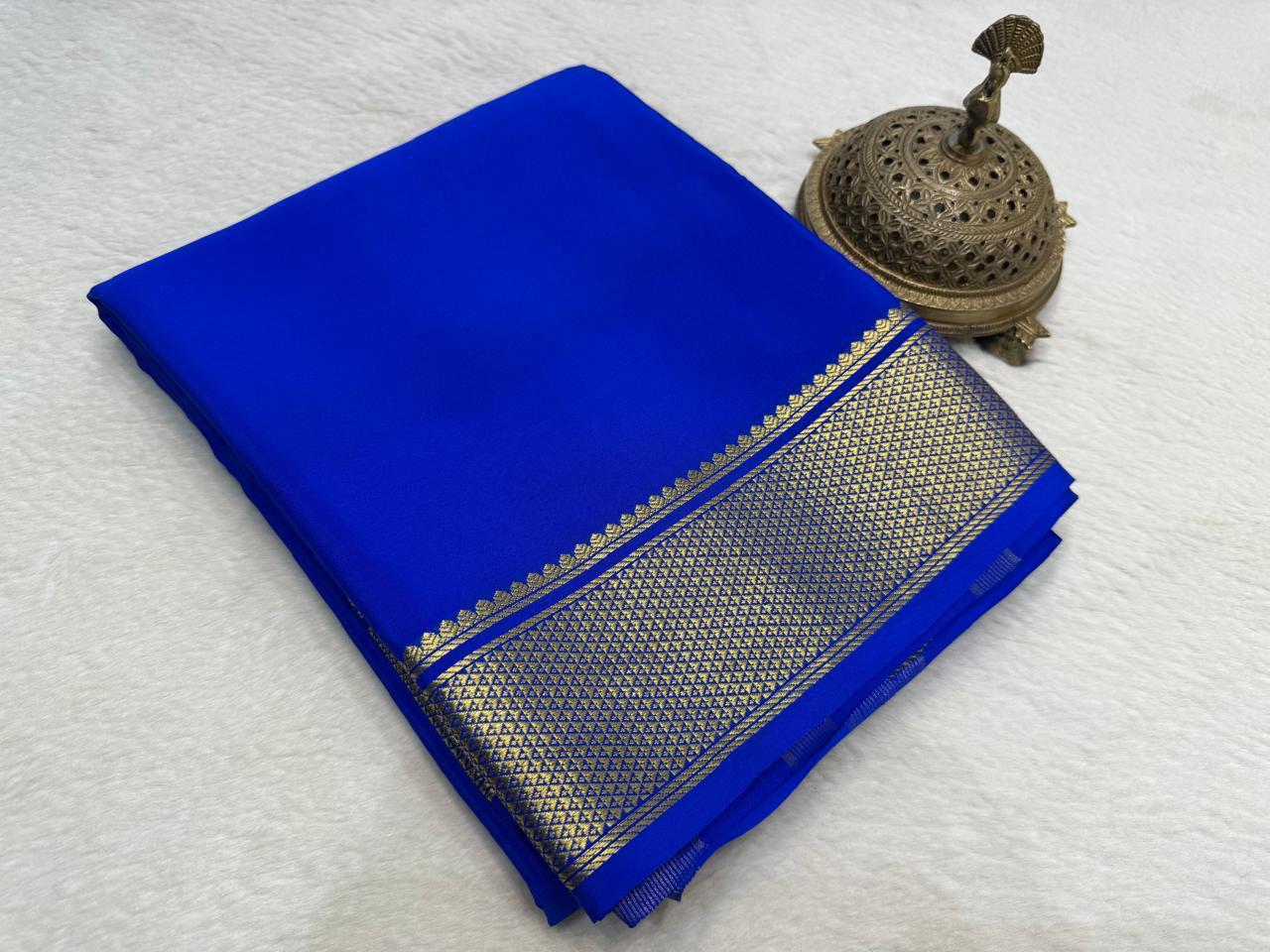 Solid color pure mysore silk saree