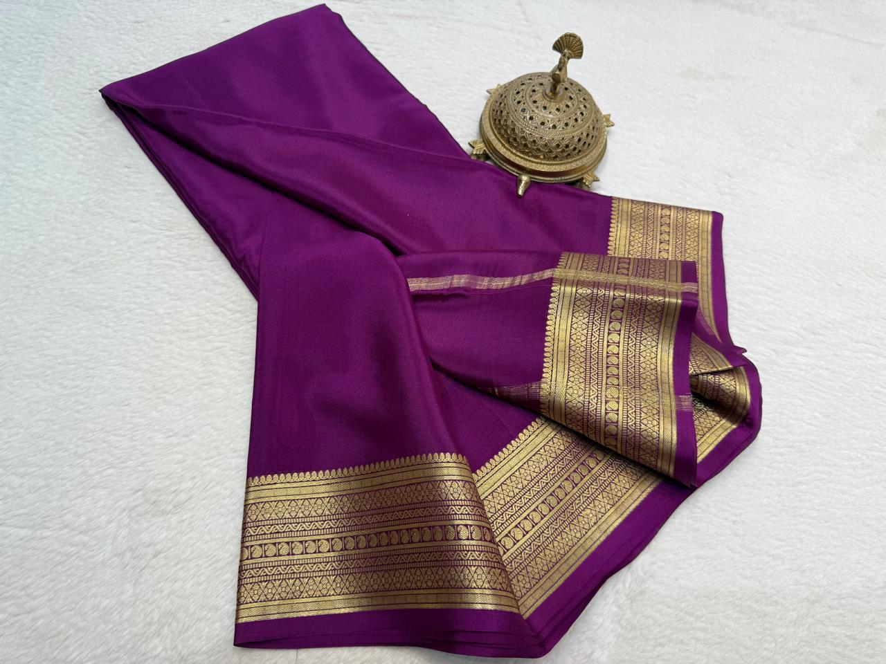Solid color pure mysore silk saree