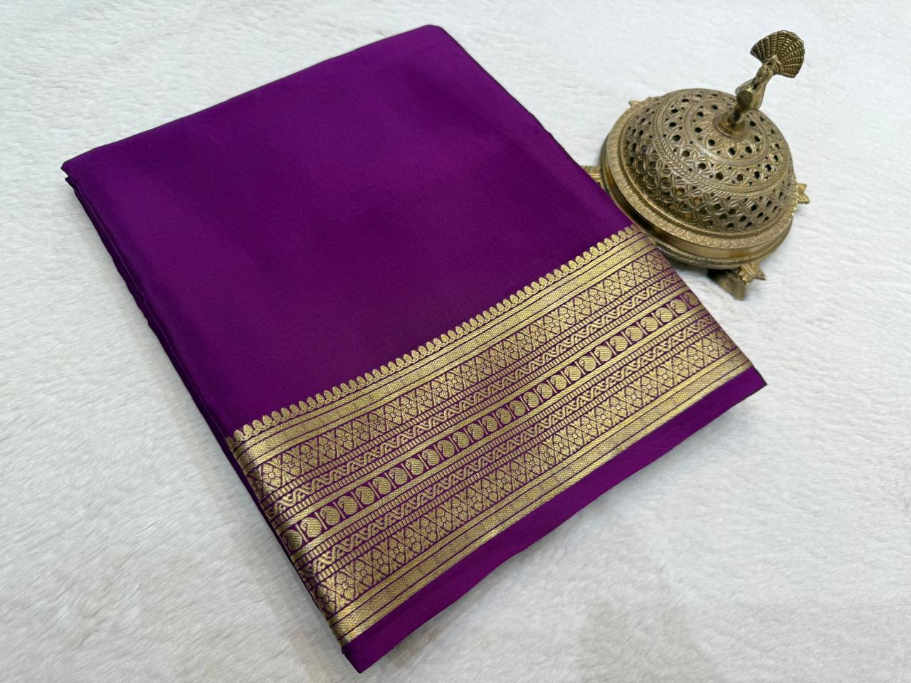 Solid color pure mysore silk saree