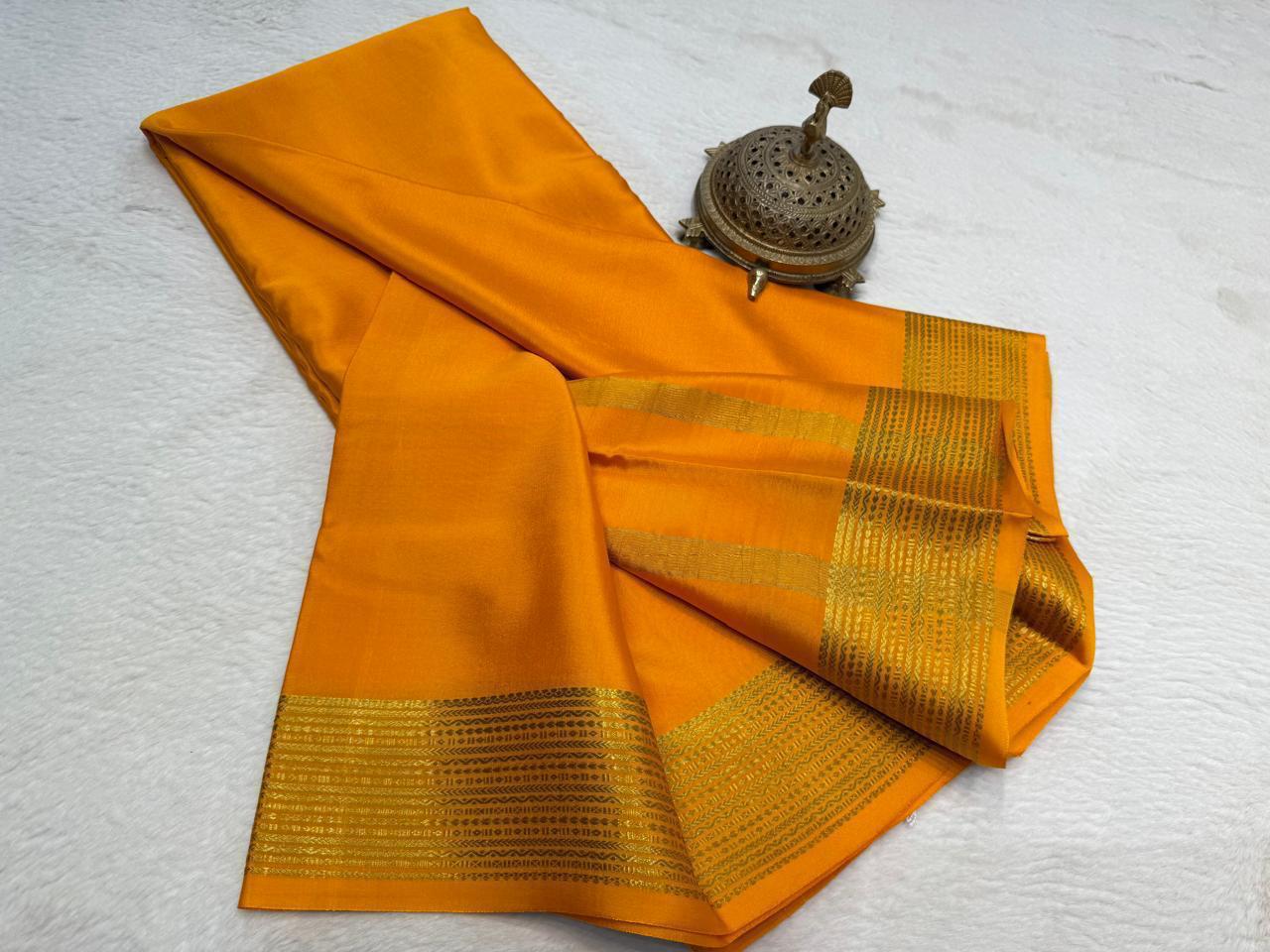 Solid color pure mysore silk saree