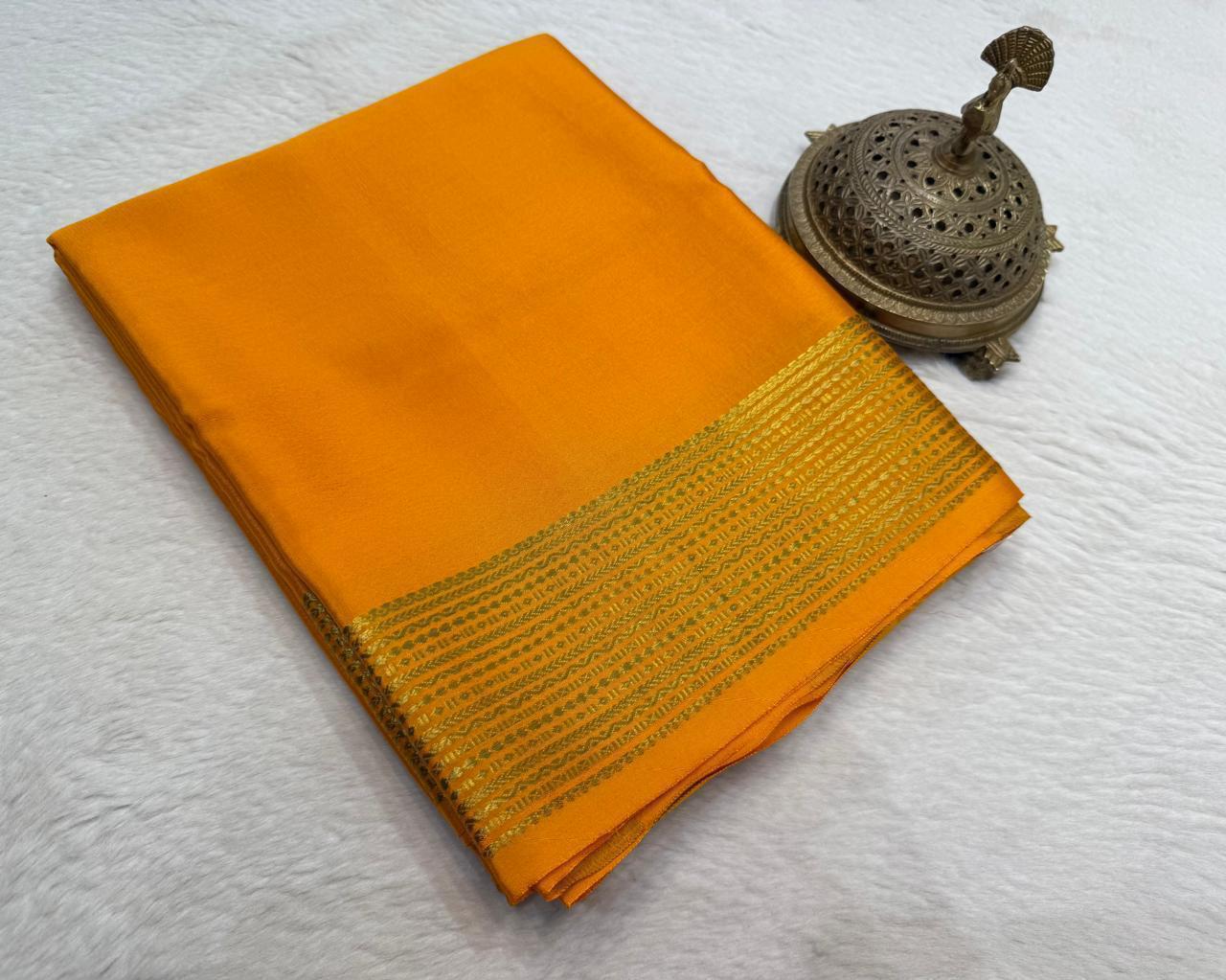 Solid color pure mysore silk saree
