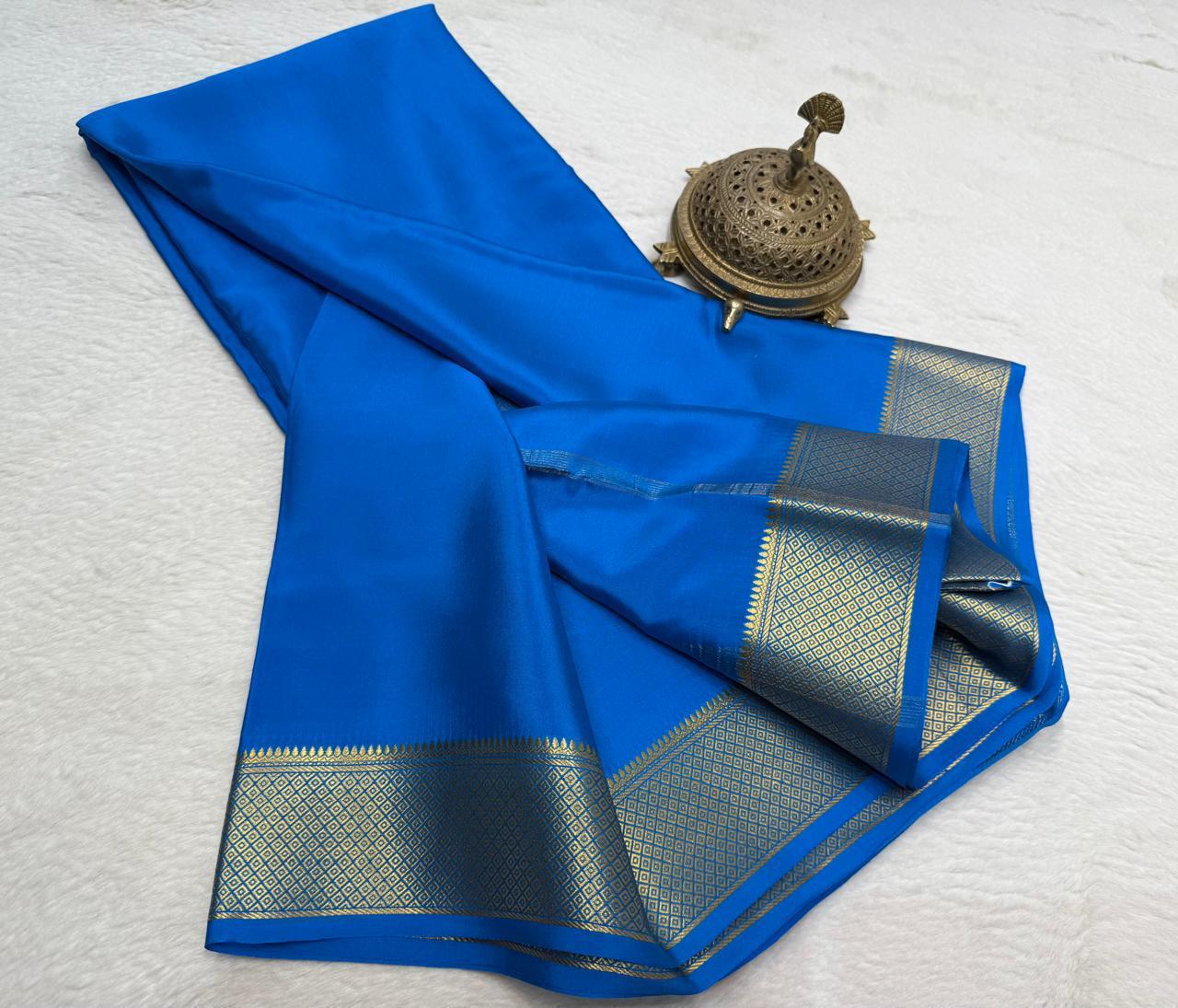 Solid color pure mysore silk saree