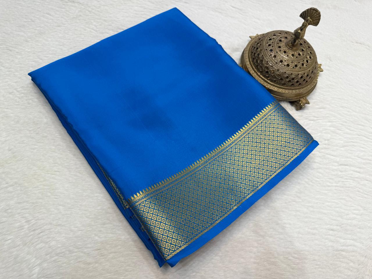Solid color pure mysore silk saree