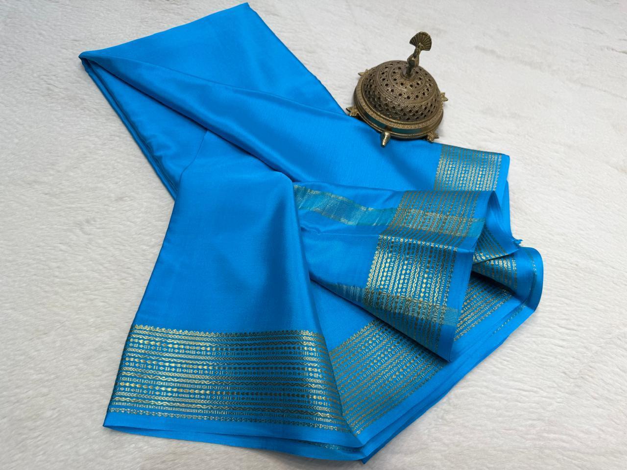 Solid color pure mysore silk saree