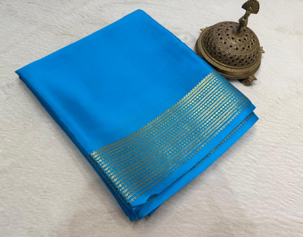 Solid color pure mysore silk saree