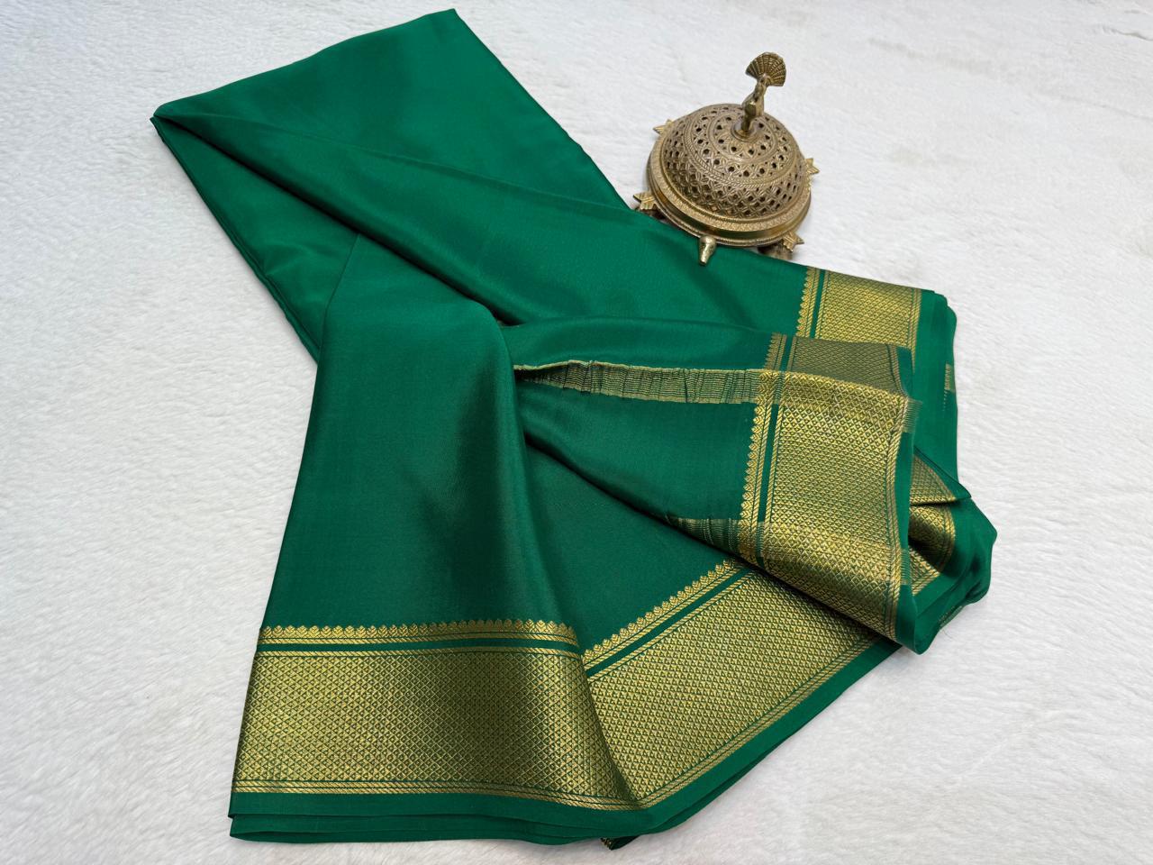 Solid color pure mysore silk saree