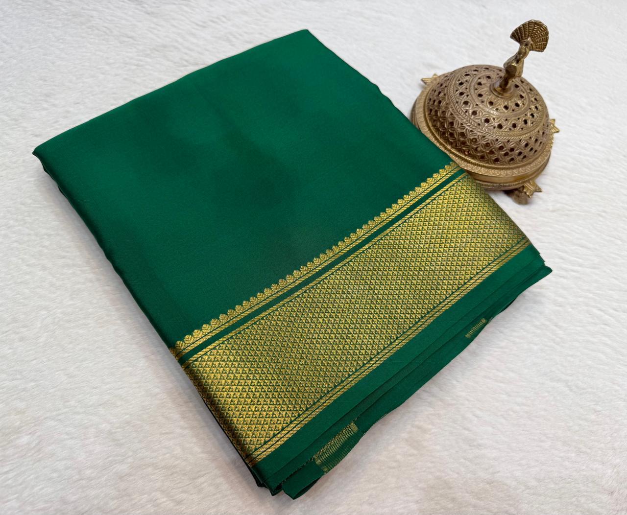 Solid color pure mysore silk saree