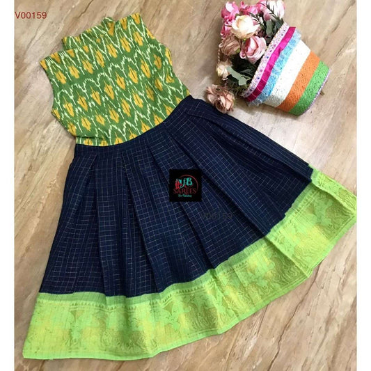 0 - 14 years sungudi cotton with ikkat frock