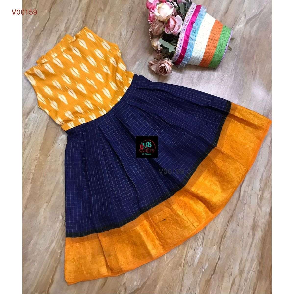 0 - 14 years sungudi cotton with ikkat frock