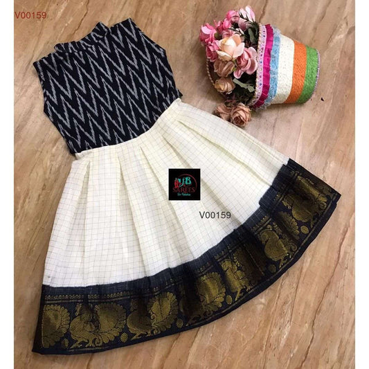 0- 14 years sungudi cotton with ikkat frock