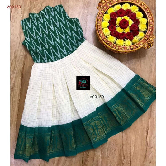 0 - 14 years sungudi cotton with ikkat frock