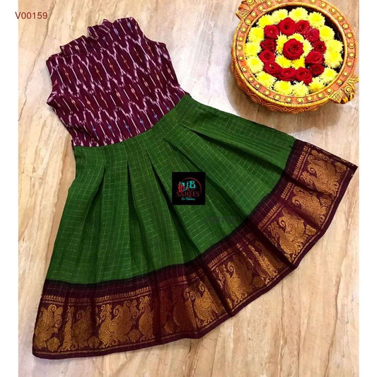 0 - 14 years sungudi cotton with ikkat frock