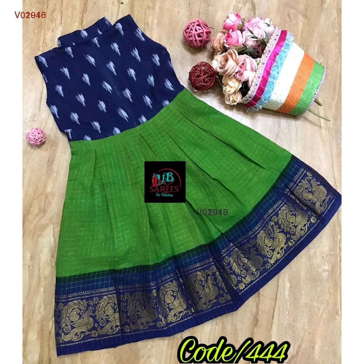 0 - 14 years sungudi cotton with ikkat frock