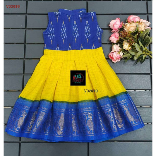 0 - 14 years sungudi cotton with ikkat frock