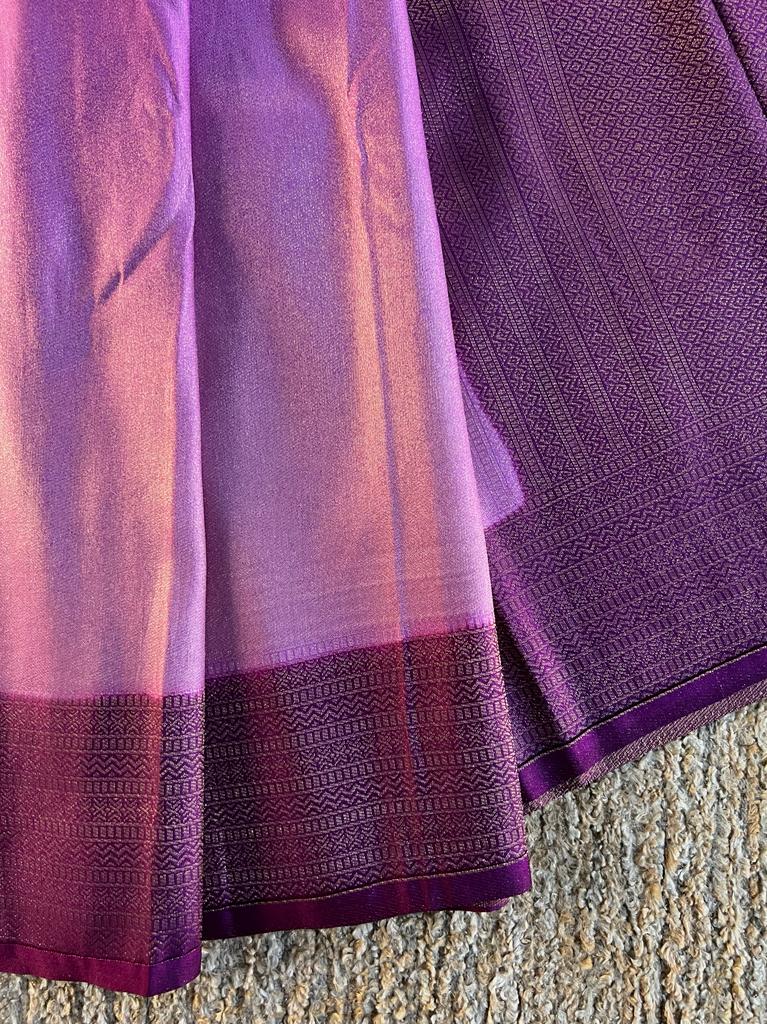 Super shine and silky dual shaded tissue softy silk saree