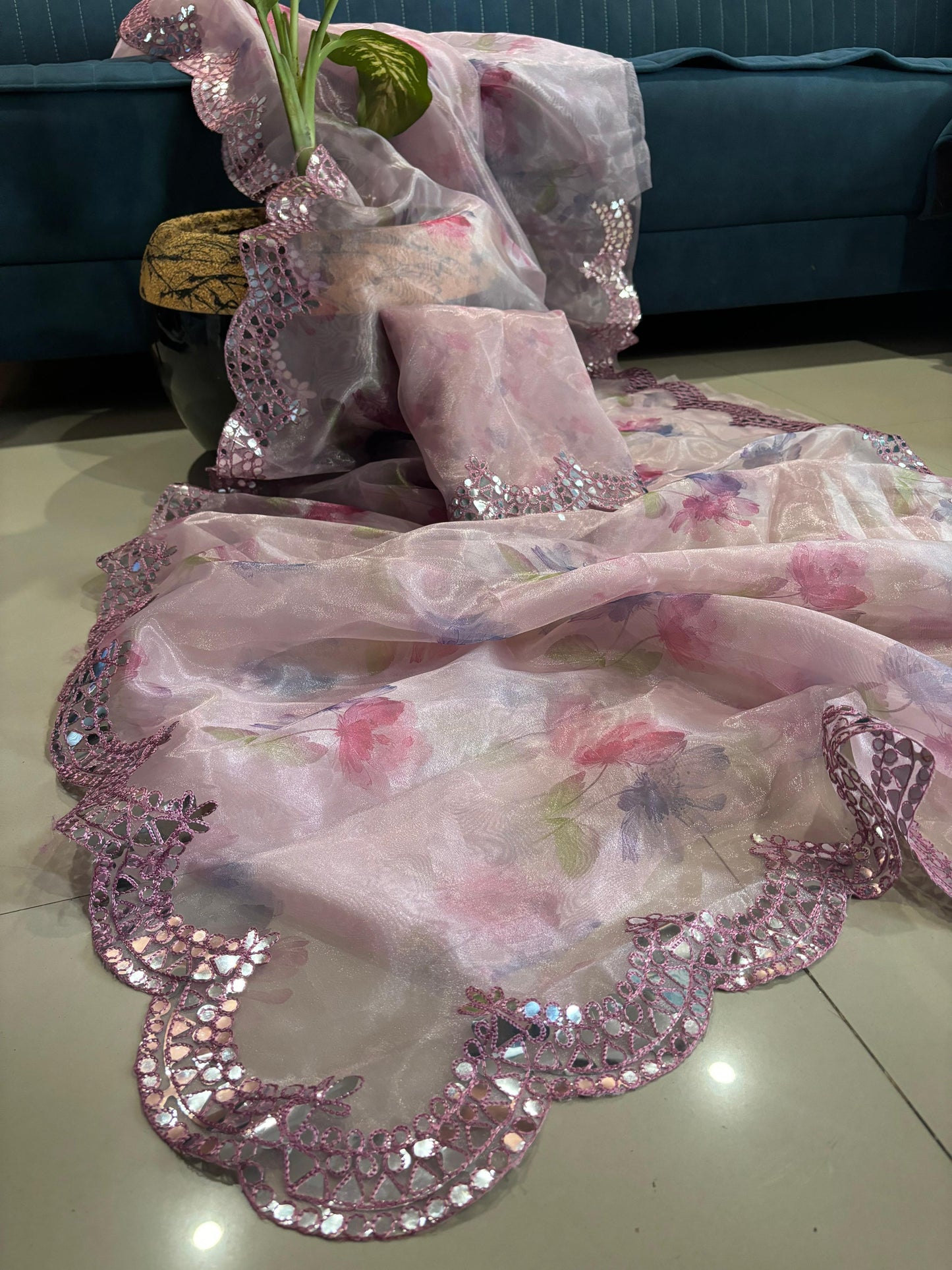 Tissue organza saree